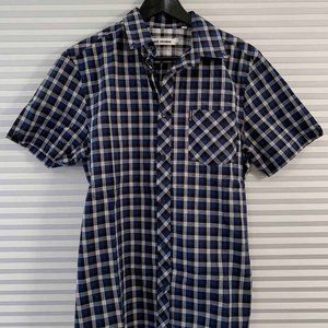 Blue Short Sleeve Button-Up